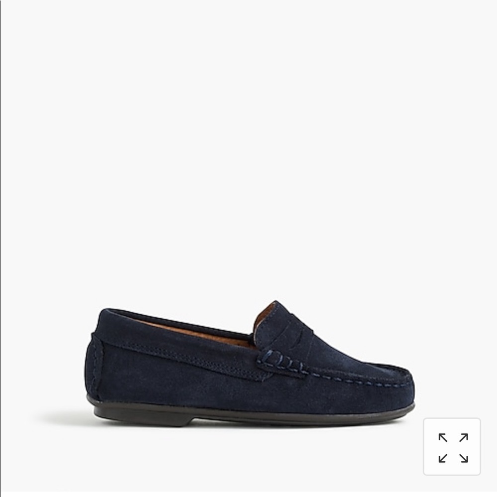 J Crew navy suede kid loafers size 27 - excellent!